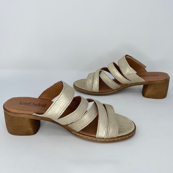 Josef Seibel Juna 04 Strappy Gold Block Heel Sandal, 7.5 - Picture 4 of 11